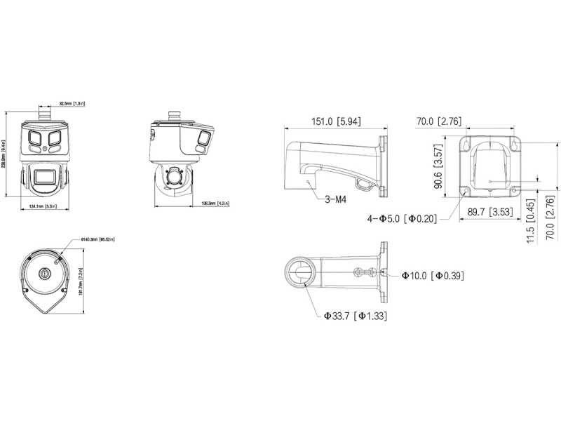 Kamera obrotowa panoramiczna Dahua SDT3E410-8P-MB-A-PV1 8MP+4MP 10xZoom Smart Dual Light Starlight WizSense TiOC